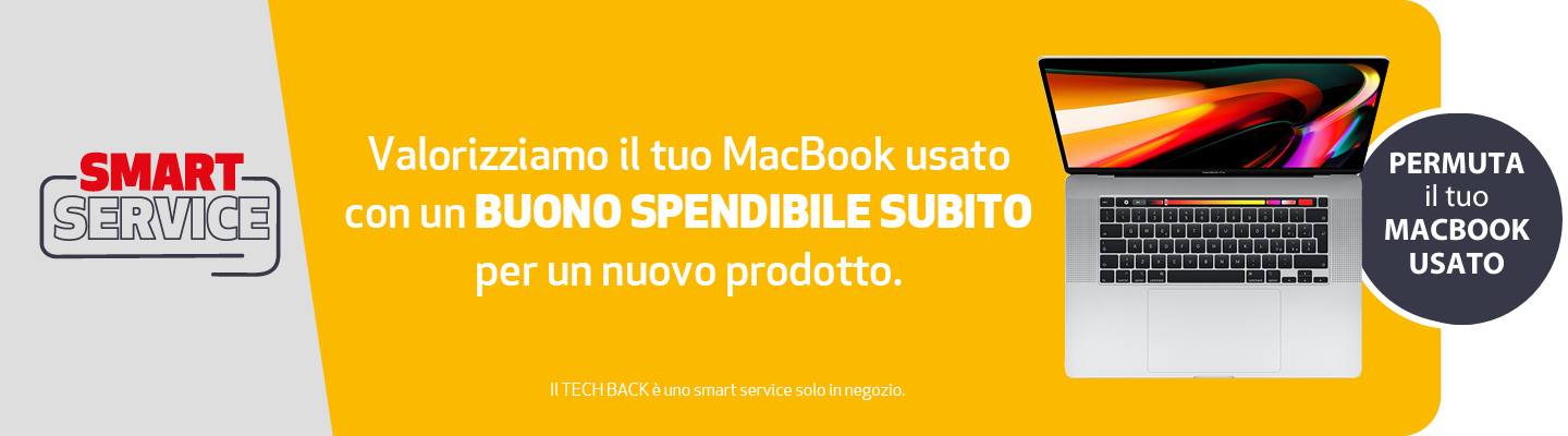 Permuta il tuo MacBook usato in negozio e ricevi un buono spendibile subito per un nuovo prodotto