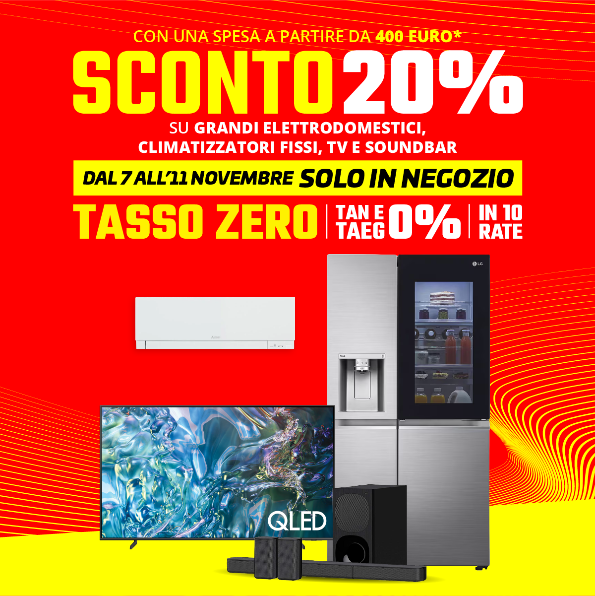 Sconto 20% TV, Grandi elettrodomestici, Soundbar e Clima