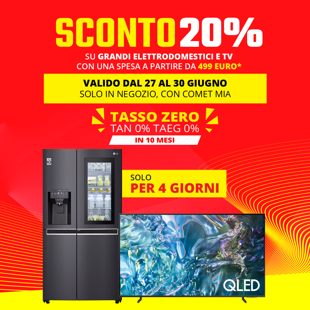 Sconto 20% su Grandi Elettrodomestici e TV su una spesa a partire da 499€ anche a TASSO ZERO