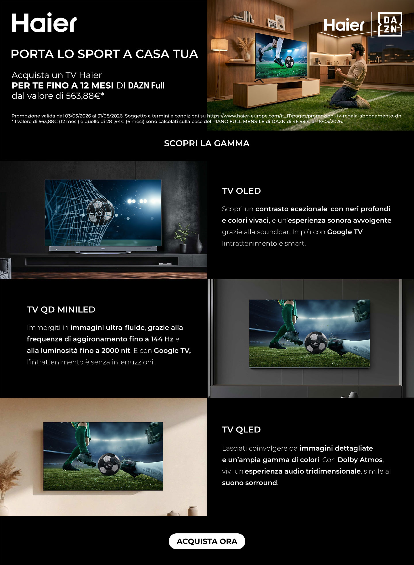 Haier TV: fino a un anno di sport
