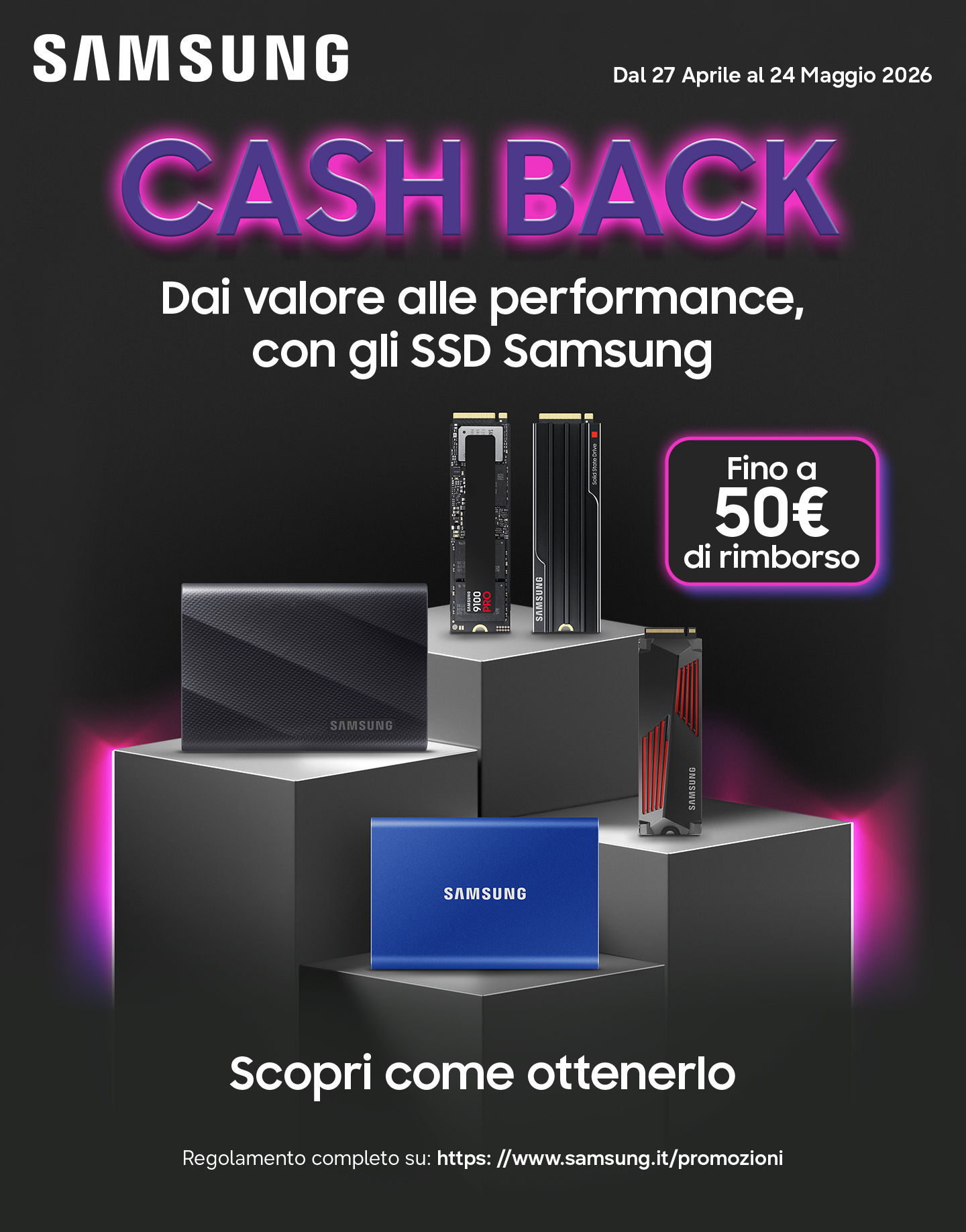 Samsung SSD: Cashback fino a 50€