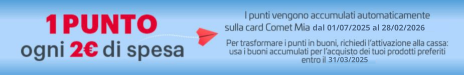Accumula 1 punto ogni 2€ di spesa