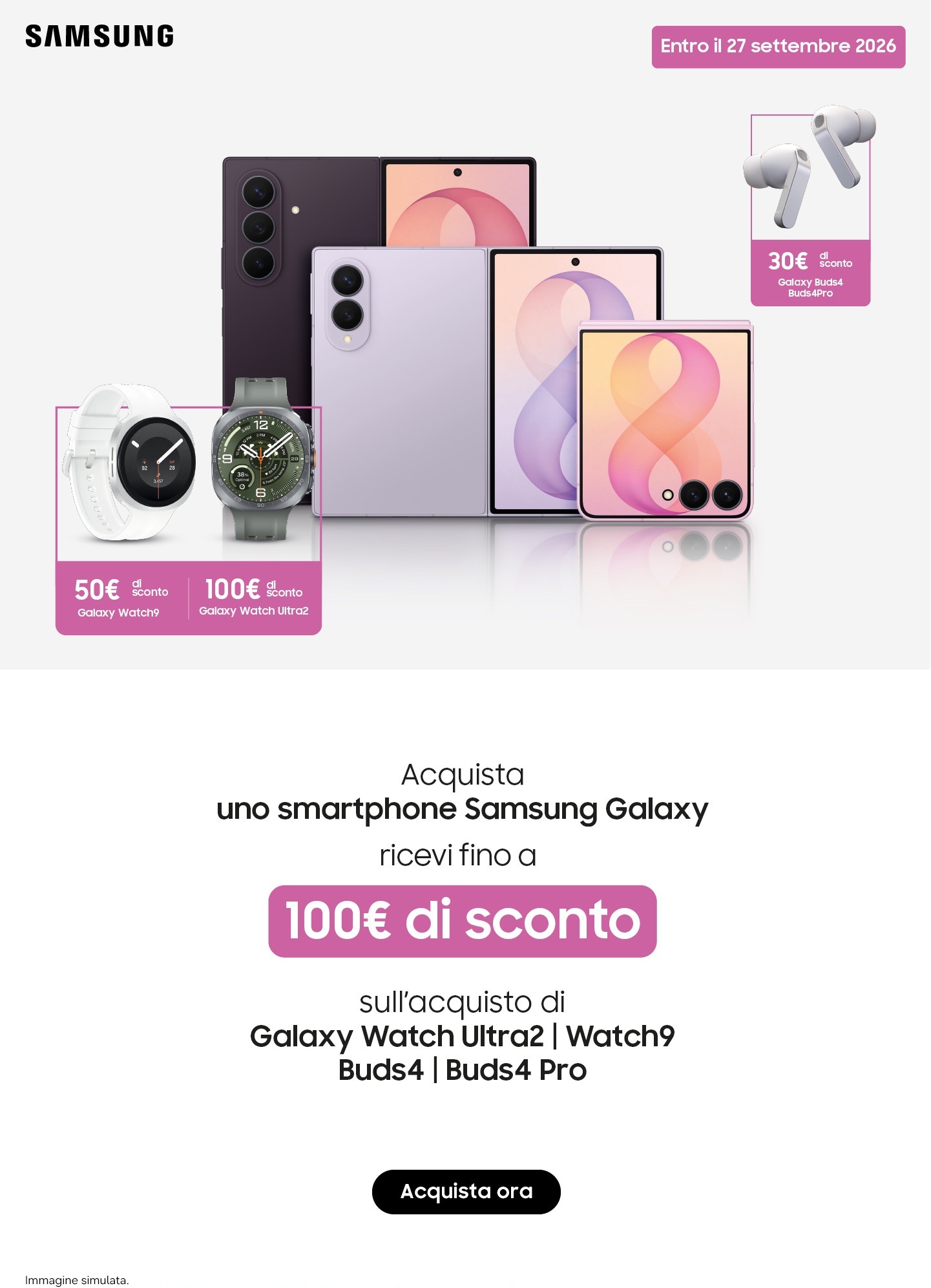 Samsung: fino a 100€ di sconto