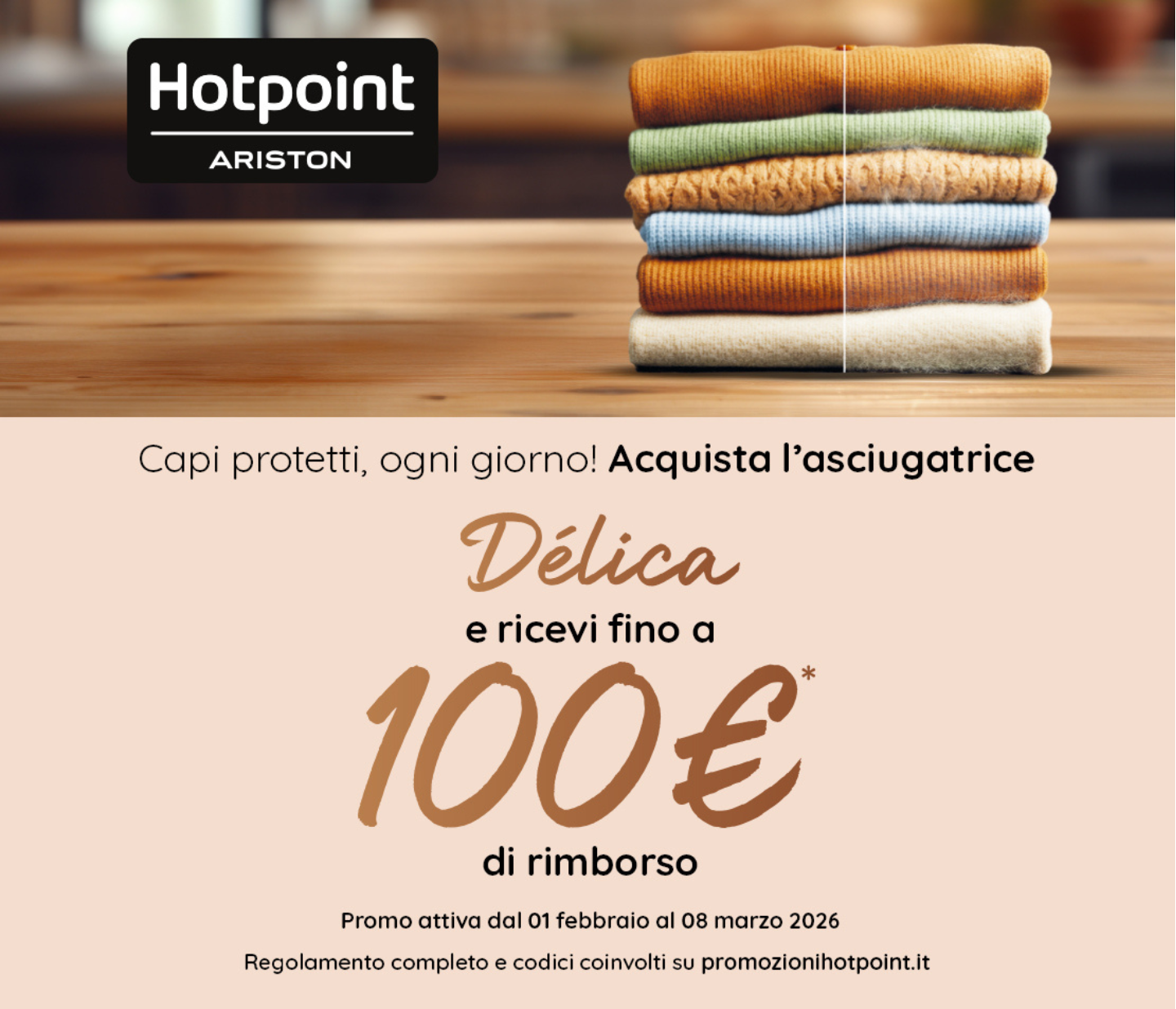 Hotpoint Asciugatrici: fino a 100€ di rimborso