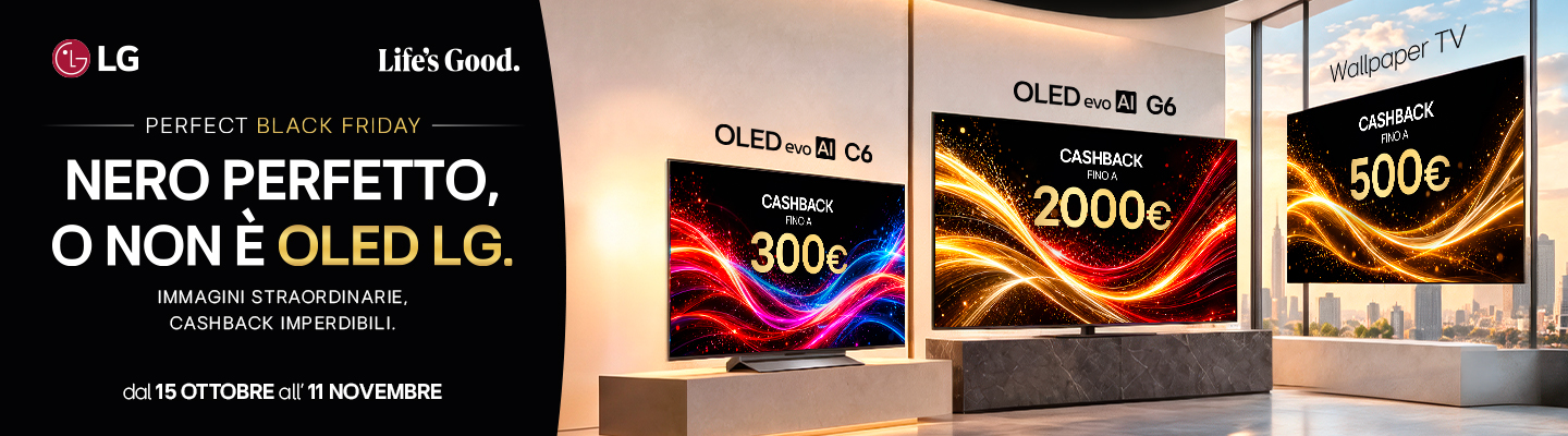 Acquista un Tv LG tra quelli selezionati e richiedi fino a 200€ di Cashback. Fino all'11 novembre.