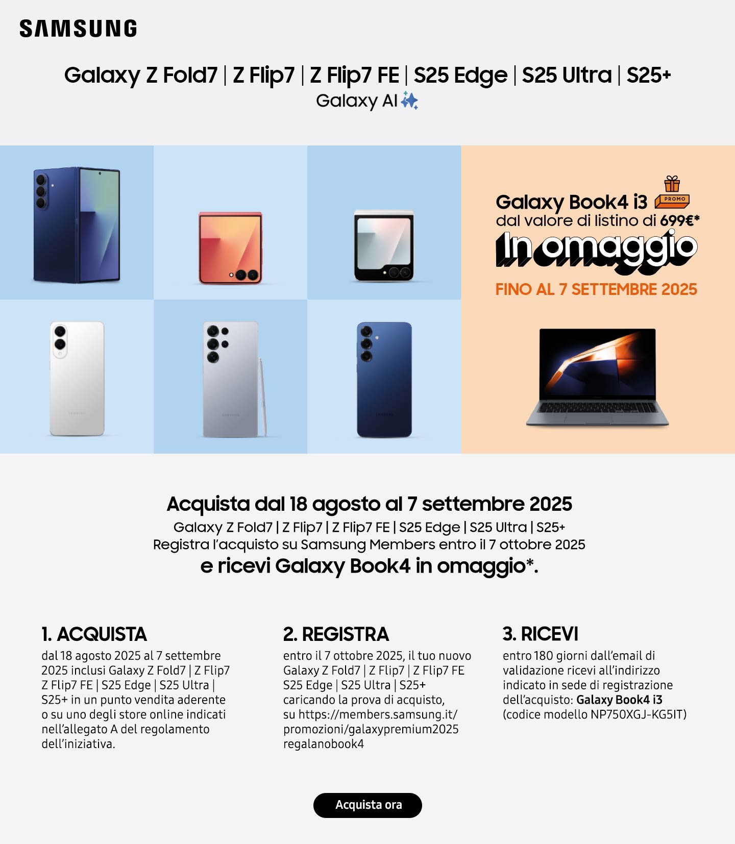 Samsung: ricevi in omaggio Galaxy Book4 i3