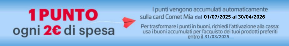 Accumula 1 punto ogni 2€ di spesa