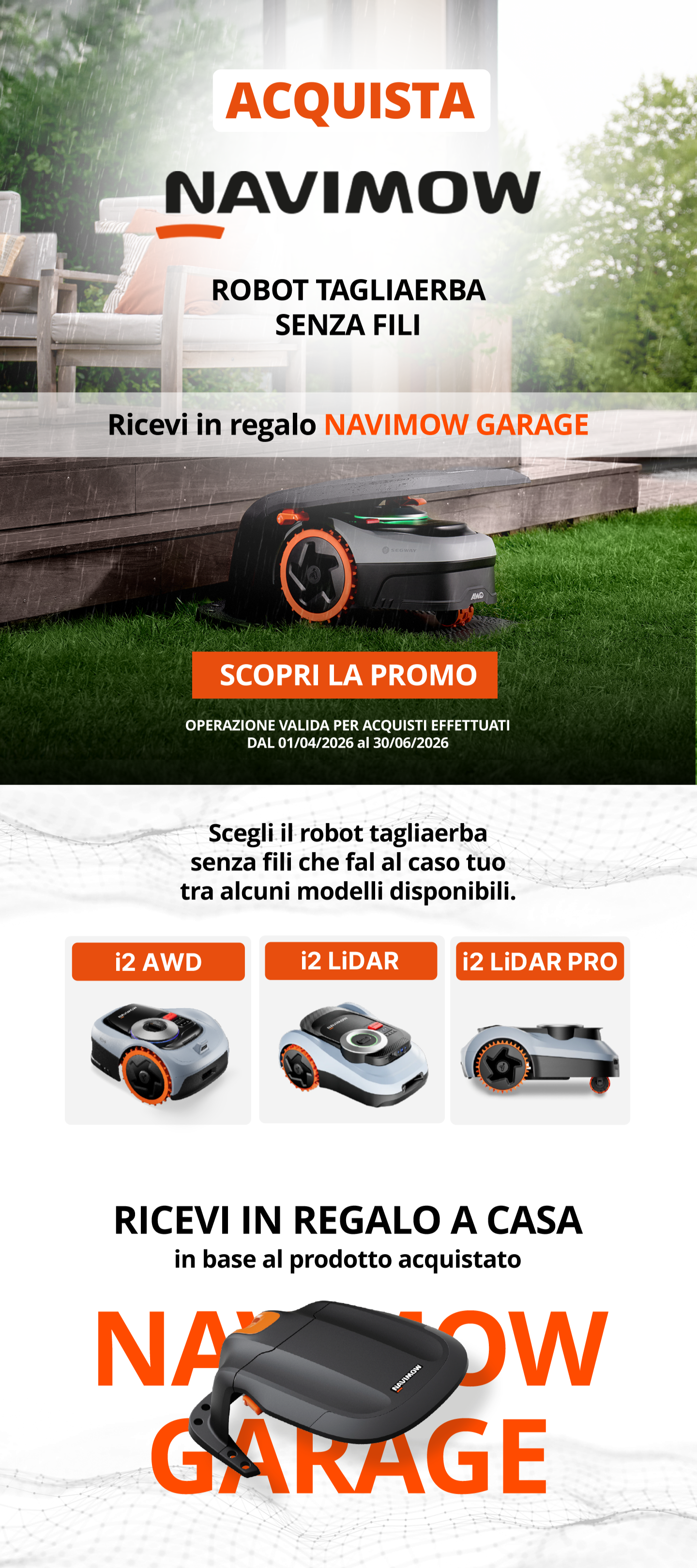 Robot tagliaerba: in regalo Navimow garage