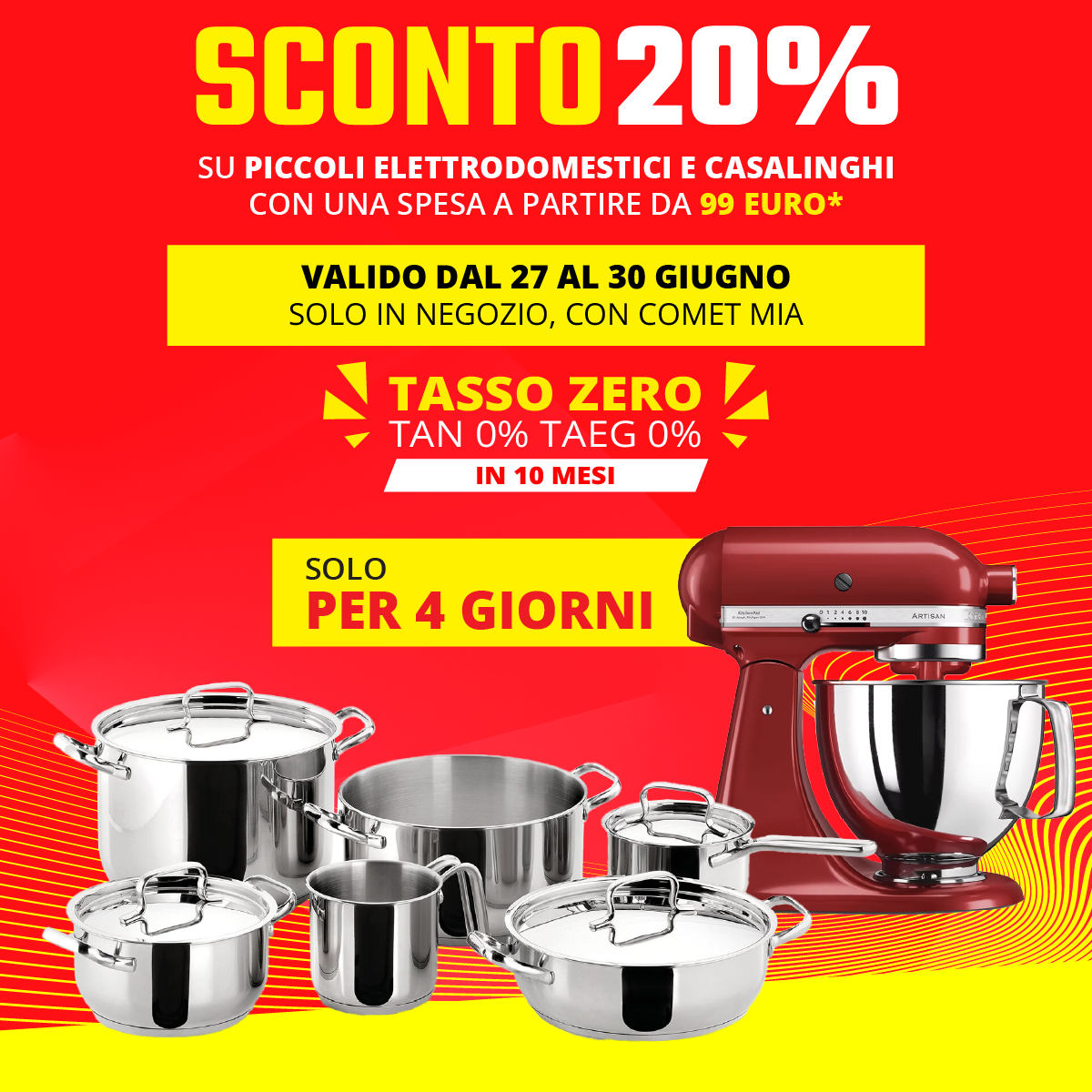 Sconto 20% su Piccoli Elettrodomestici e Casalinghi su una spesa a partire da 99€ anche a TASSO ZERO