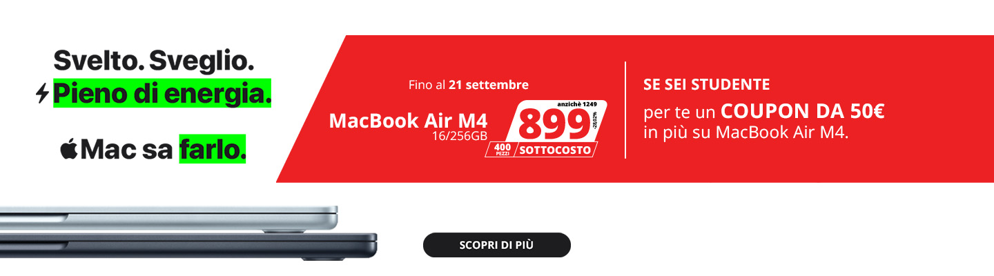 Apple MacBook Air M4 e sconto Apple Studenti
