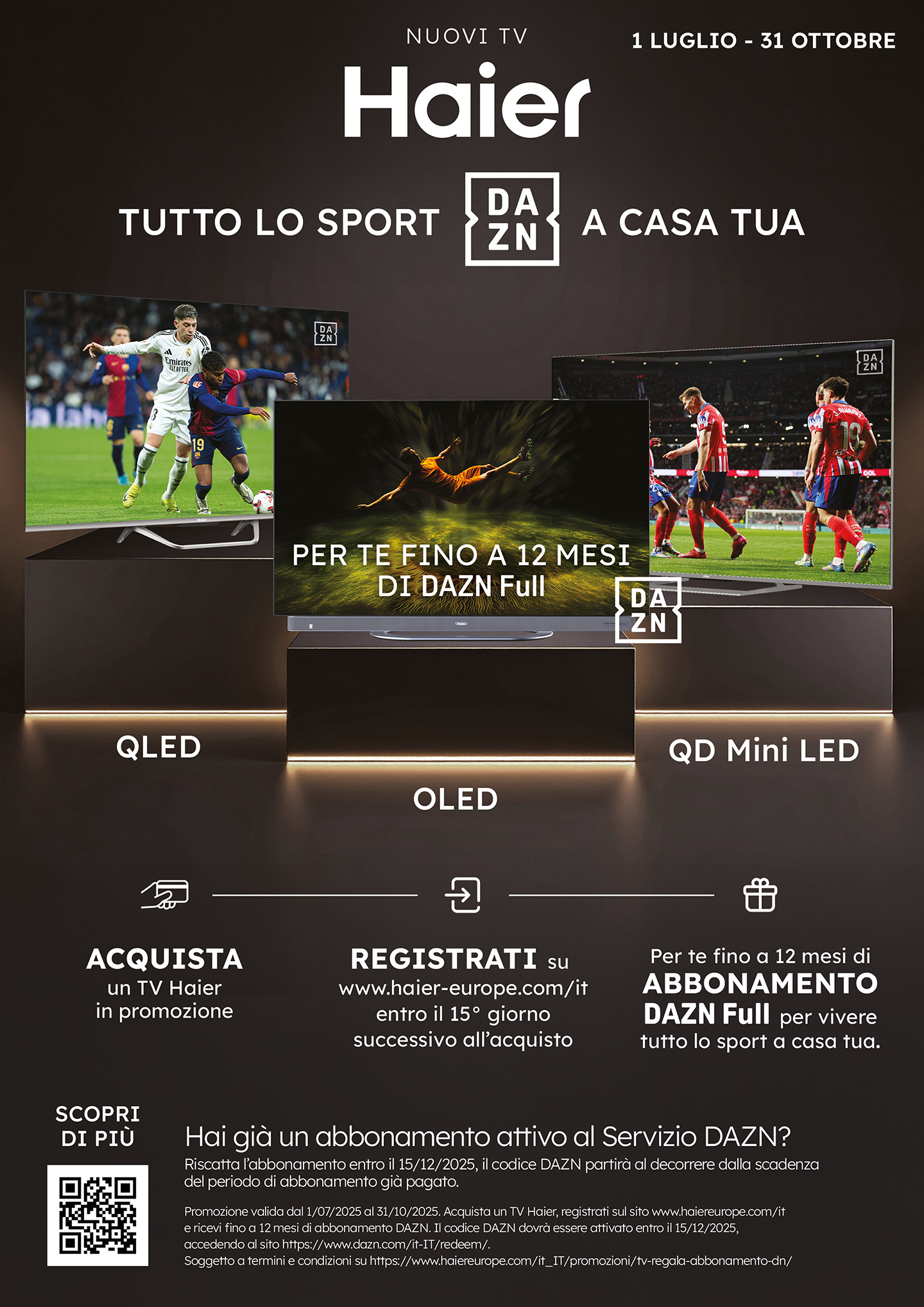 Haier TV: ottieni 12 mesi di abbonamento a DAZN Full