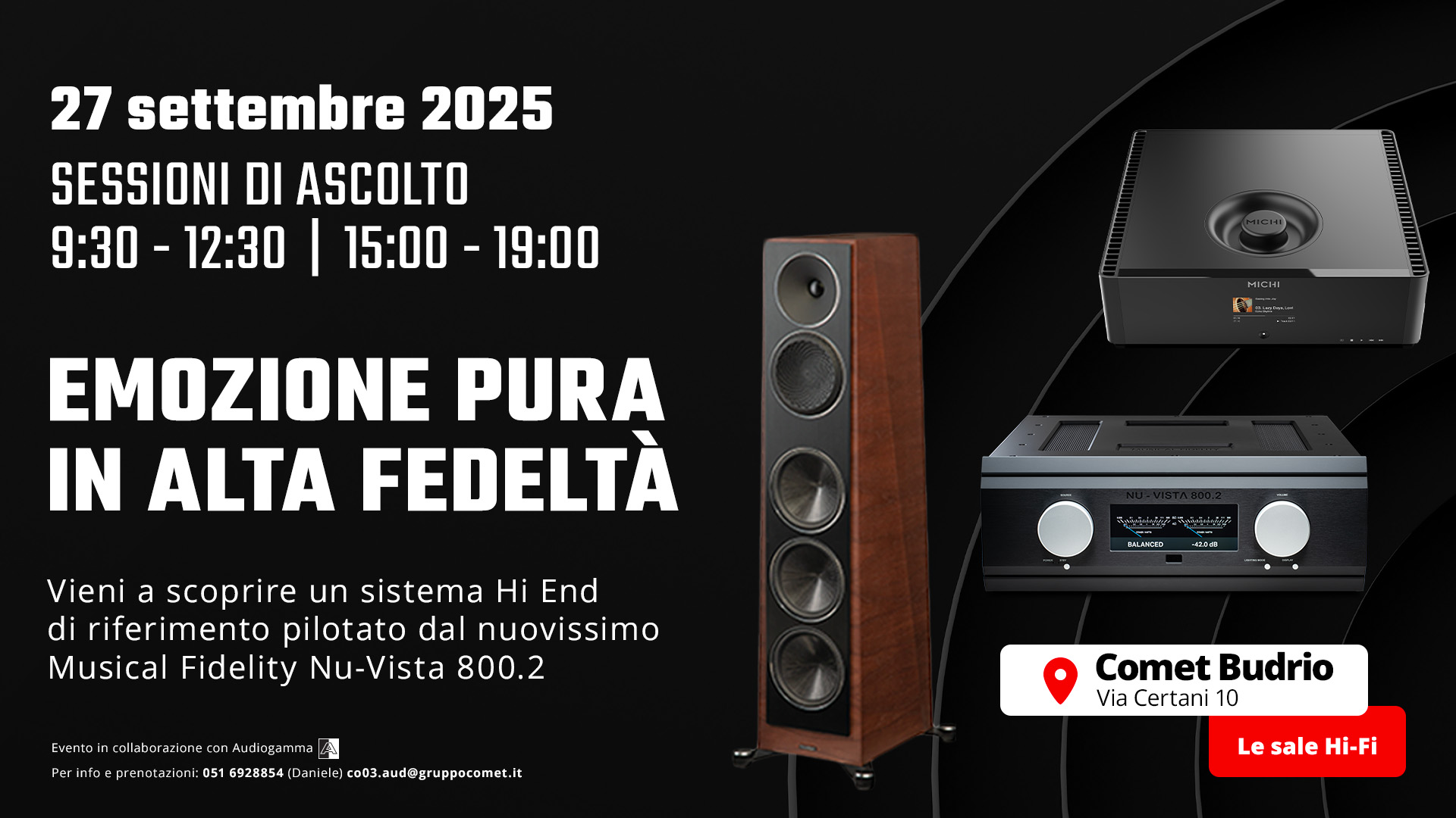 Evento Hi-Fi Comet Budrio sabato 27 settembre 2025