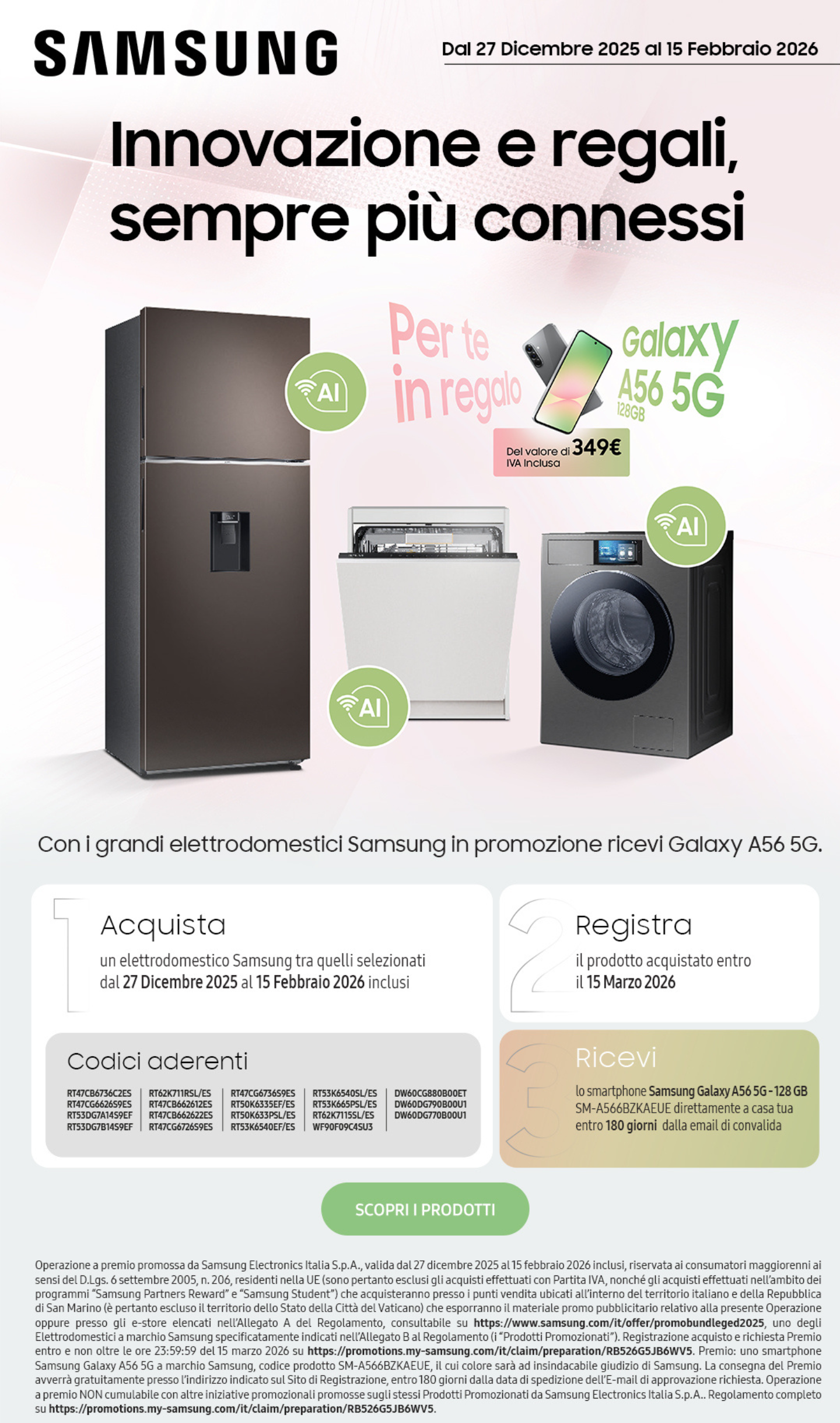 Samsung: ricevi Galaxy A56