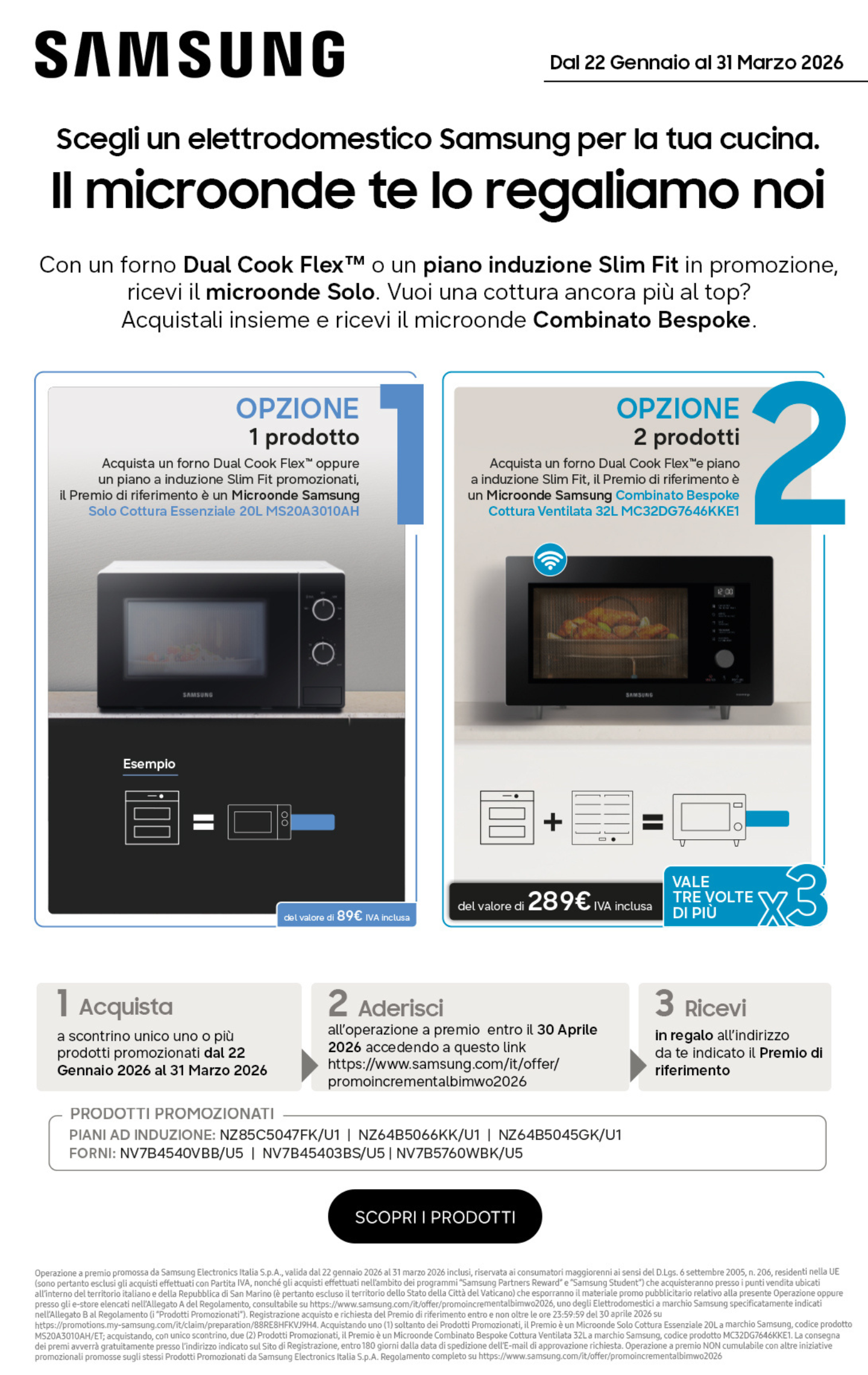 Samsung: ricevi in regalo un microonde