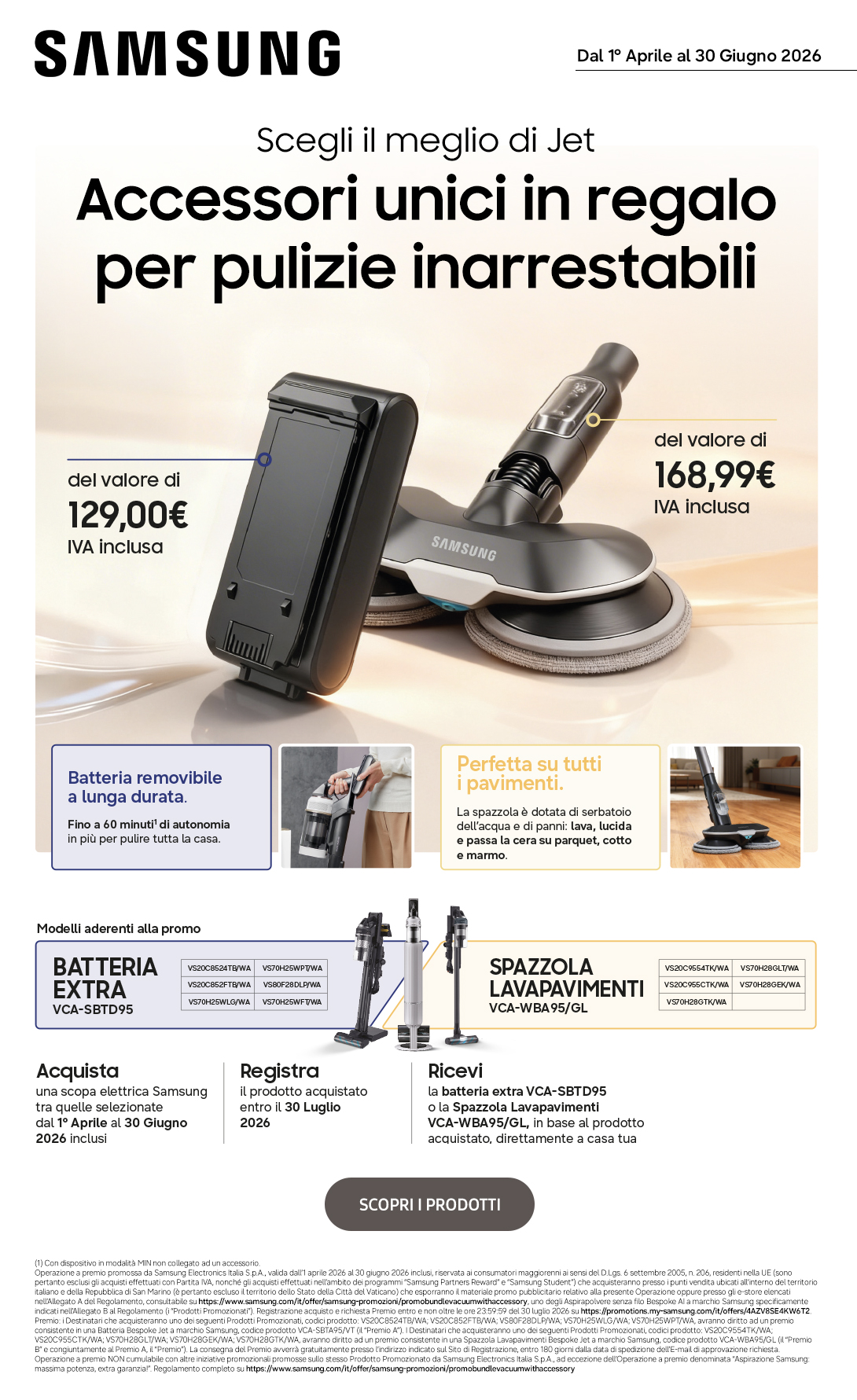 Samsung jet: accessori in regalo per pulizie a 360°