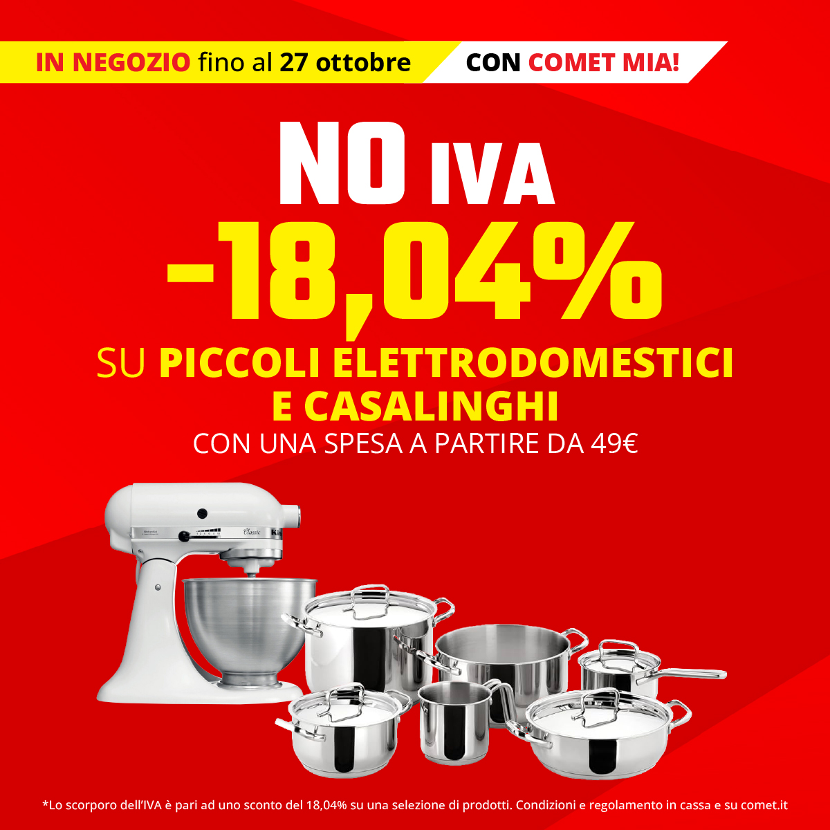 Negozi: promo no IVA piccoli elettrodomestici e casalinghi