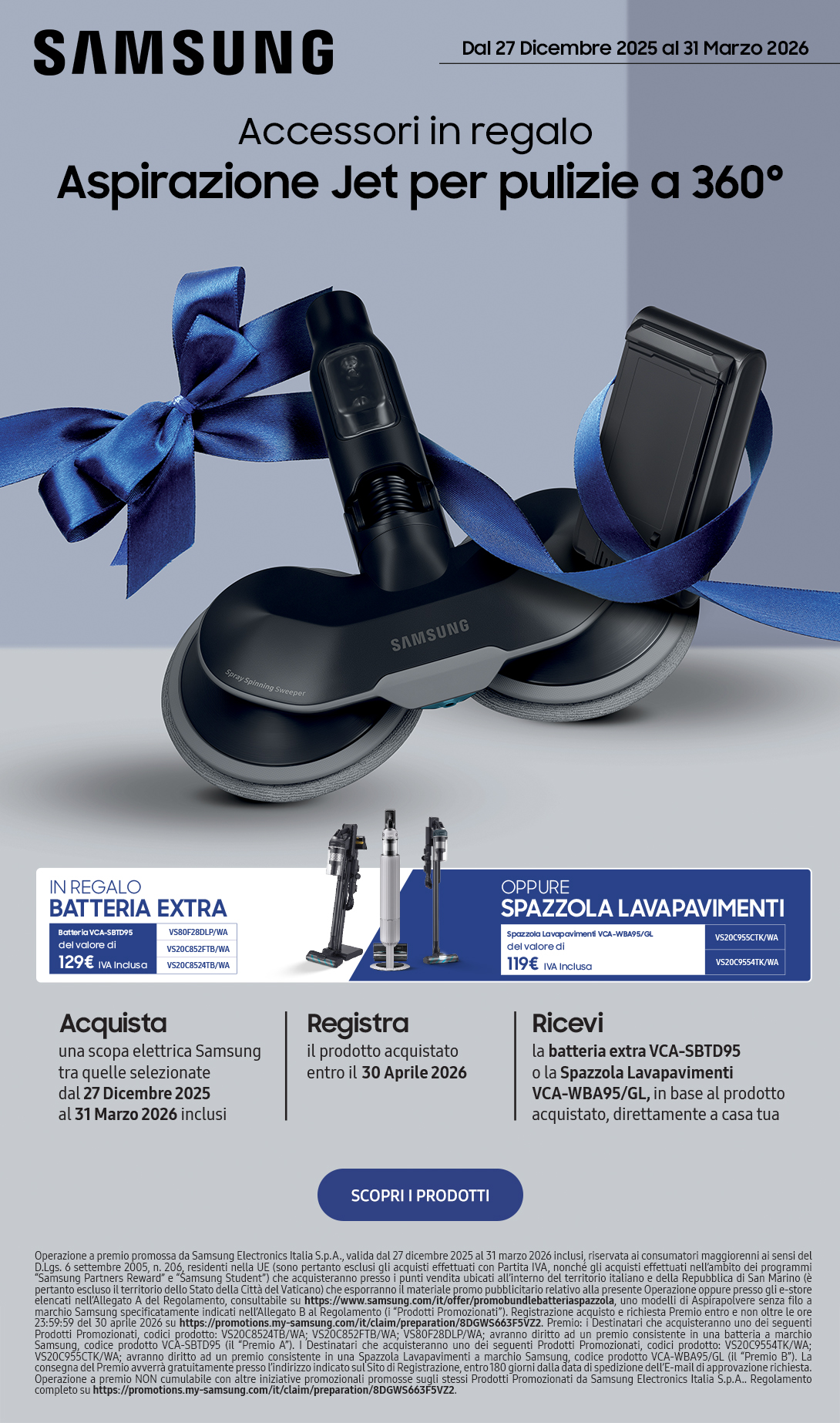 Samsung jet: accessori in regalo per pulizie a 360°