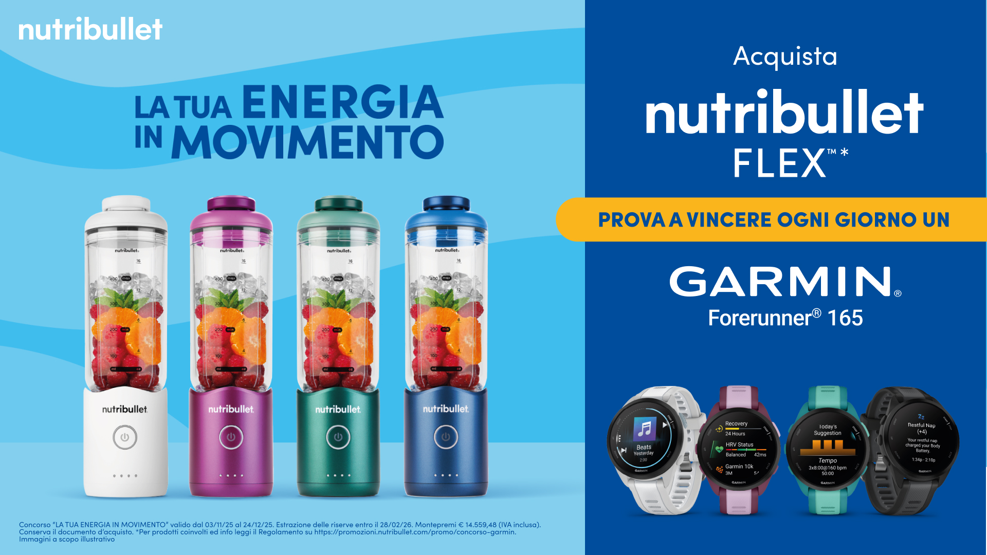 Nutribullet Flex concorso Garmin