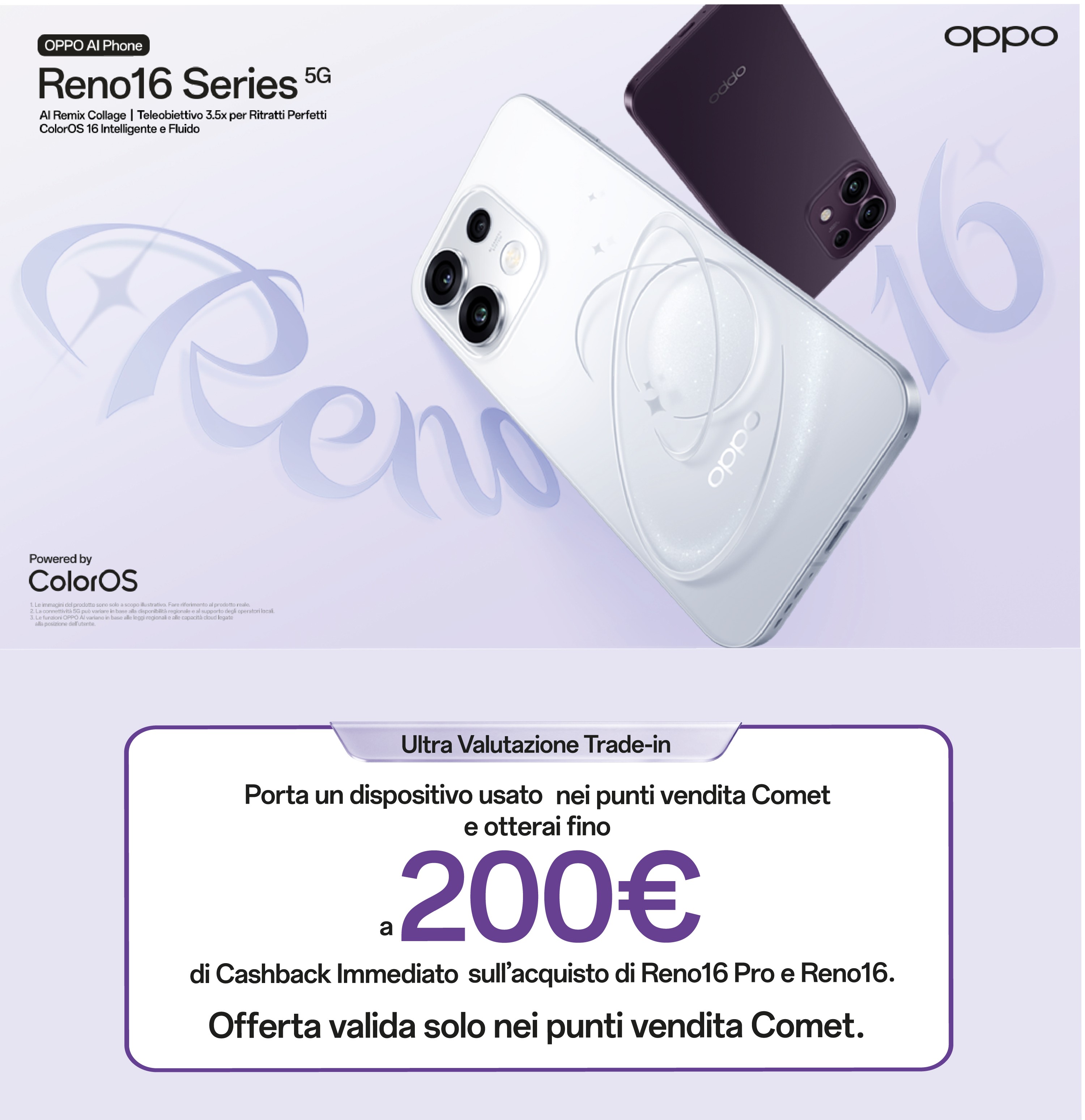 Reno 16: Fino a 200€ di Cashback