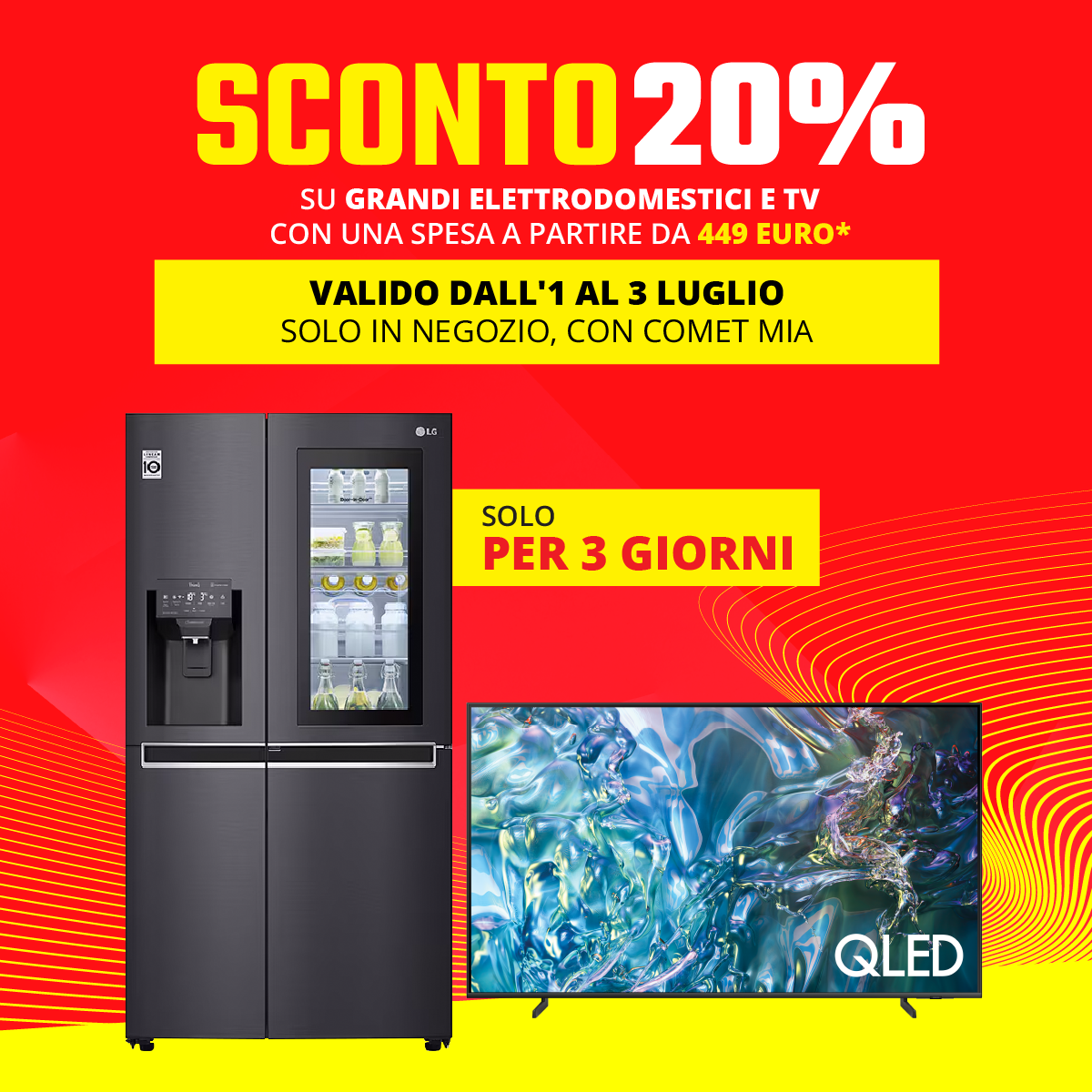 Sconto 20% su Grandi Elettrodomestici e TV su una spesa a partire da 449€