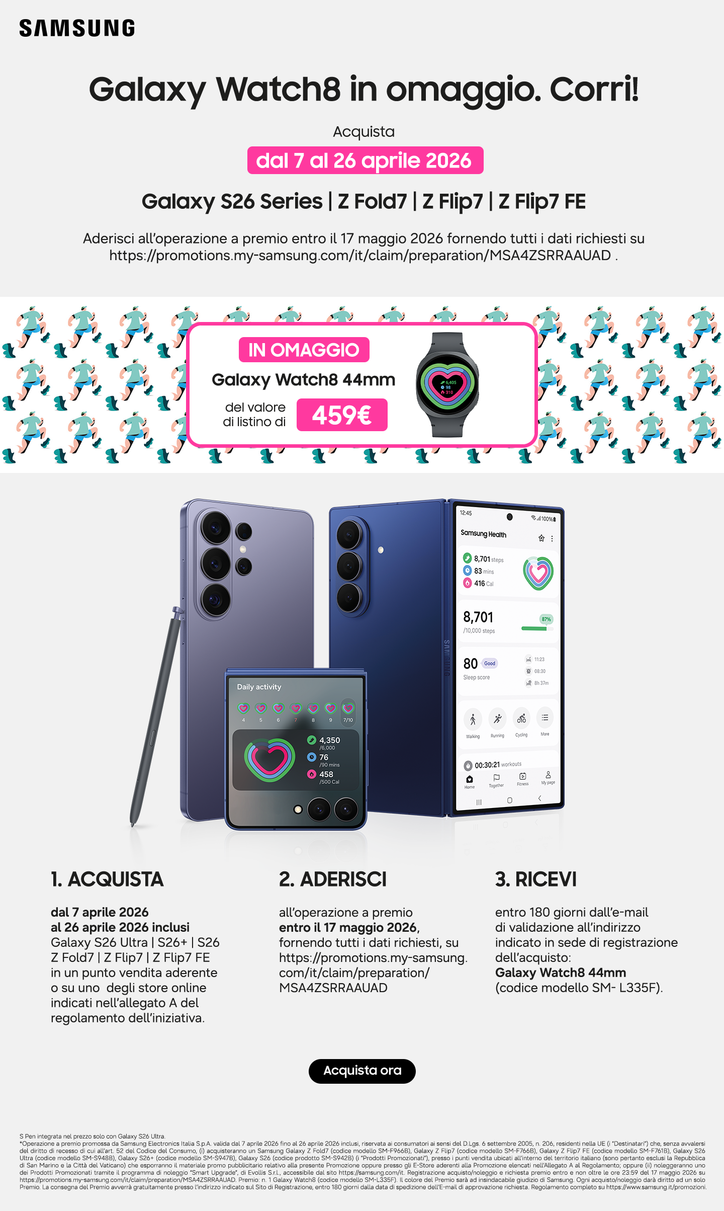 Samsung: in regalo Galaxy Watch8